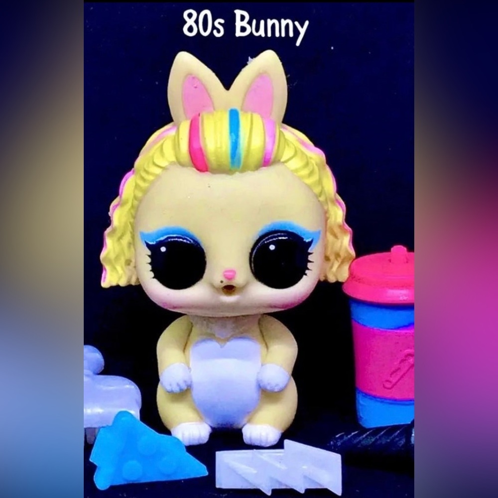 LOL Fluffy Pets 80's Bunny  Baby B.B. Pet Doll Color Changer Winter Disco